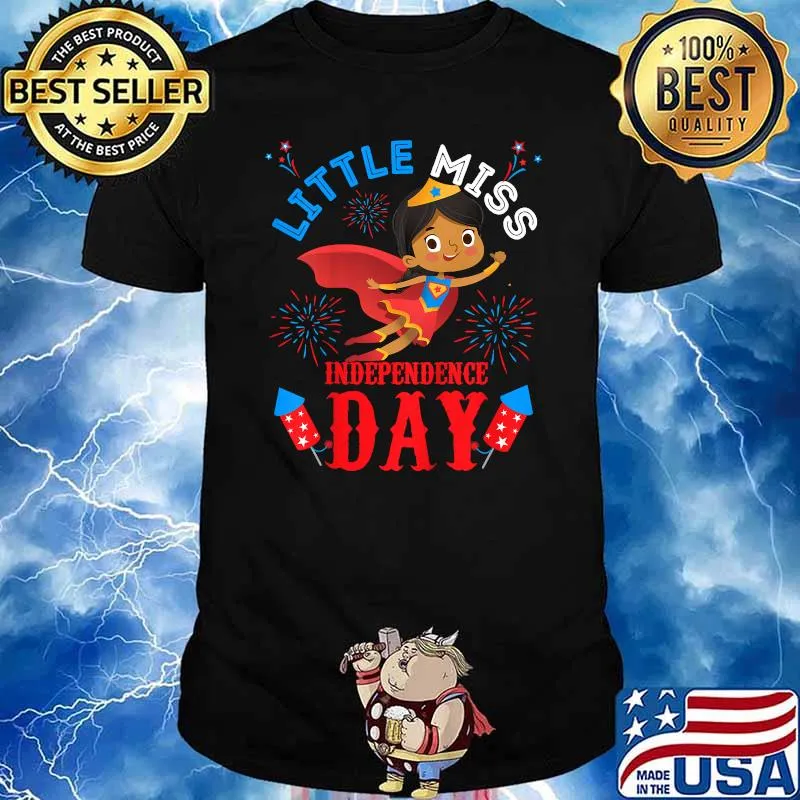 Little Miss Independence July 4th Patriotic Toddler Girl Fireworks T-Shirt