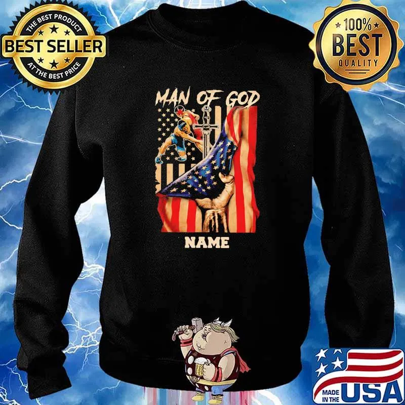 Man of god name american flag s Sweater
