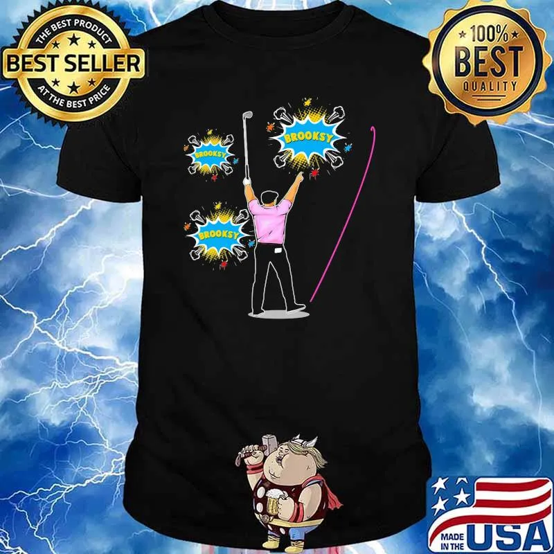 Man saying brooksy player golf shirt