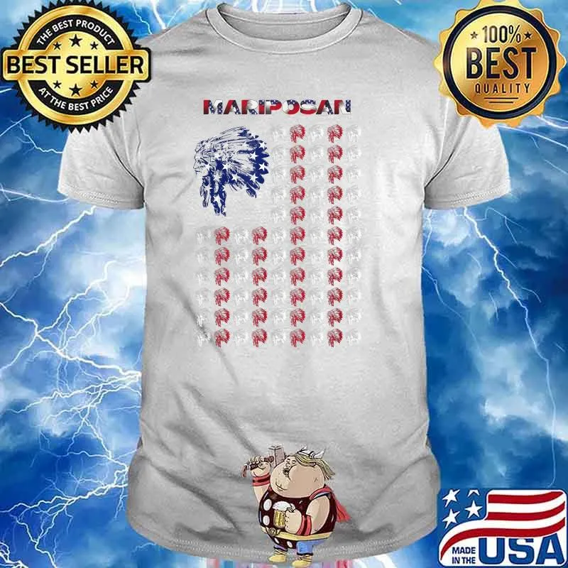Mariposan Native American Indian Chief USA Flag 4th July T-Shirt