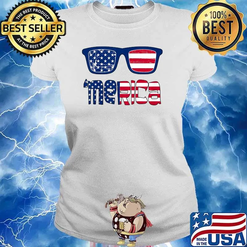 Merica Sunglasses 4th Of July T-Shirt Ladies tee