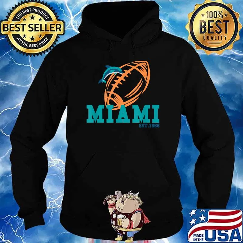Miami Est.1966 Sports Team Novelty Athletic Dolphin T-Shirt Hoodie