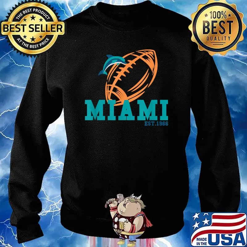 Miami Est.1966 Sports Team Novelty Athletic Dolphin T-Shirt Sweater