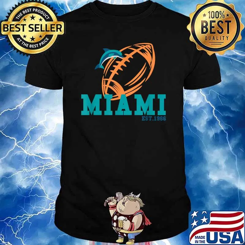 Miami Est.1966 Sports Team Novelty Athletic Dolphin T-Shirt