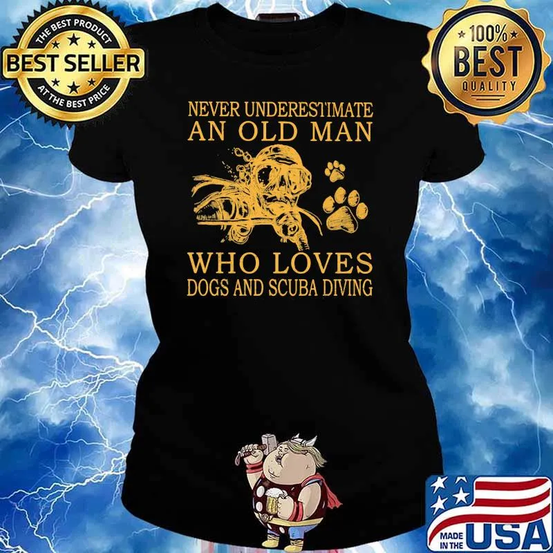 Never Underestimate An Old MAn Who Loves Dogs And Cuba Diving Shirt Ladies tee