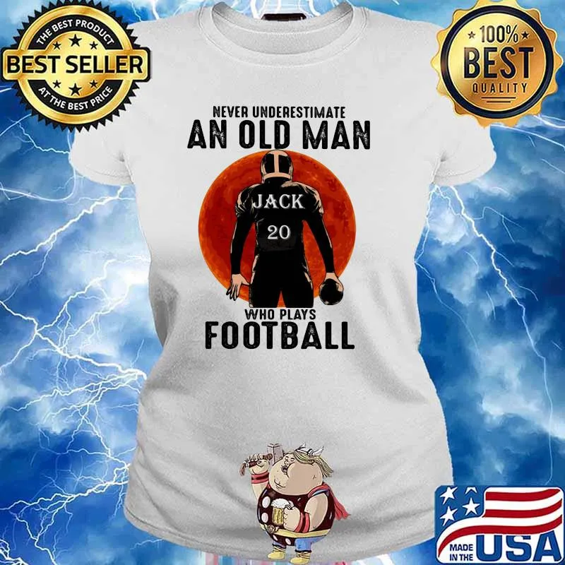 Never Underestimate An Old Man Who Plays Football Blood Moon Shirt Ladies tee