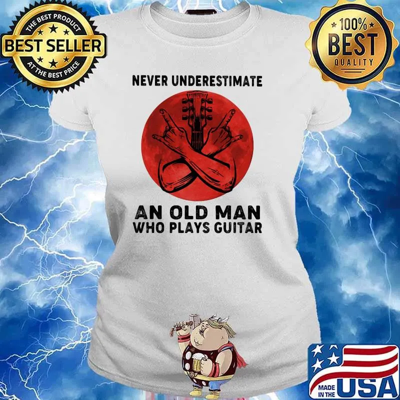Never Underestimate An Old Man Who Plays Guitars Blood Moon Shirt Ladies tee