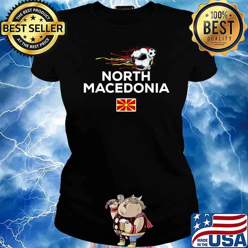 North Macedonia Flag Football Soccer T-Shirt Ladies tee