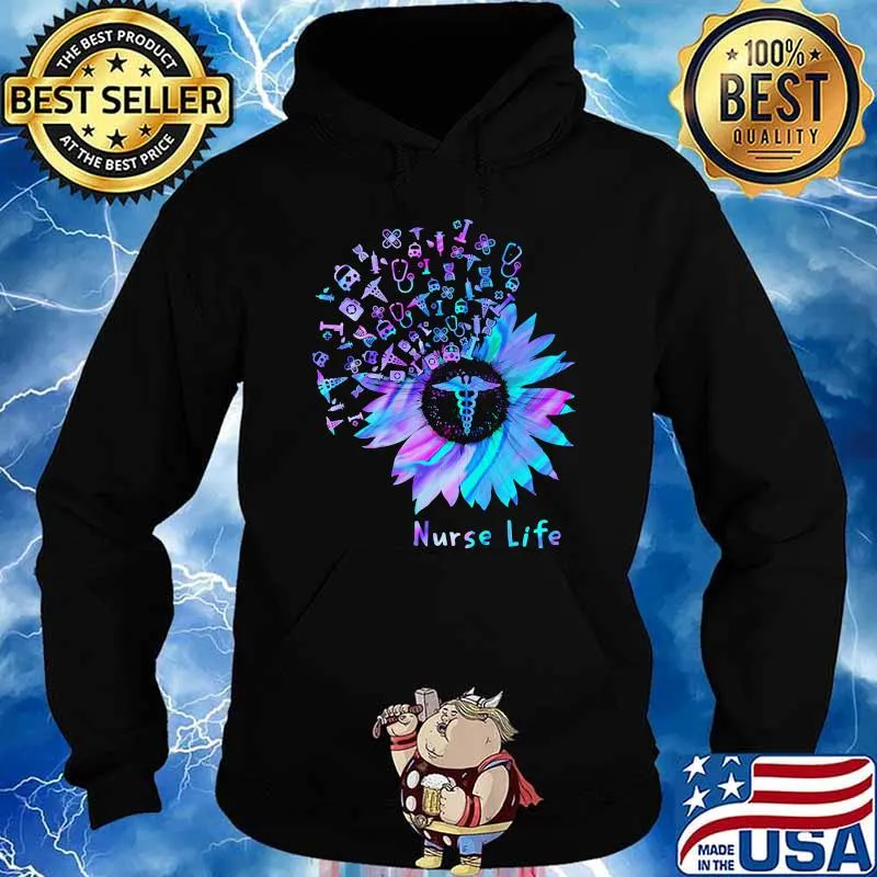 Nurse life logo flower hologram Hoodie