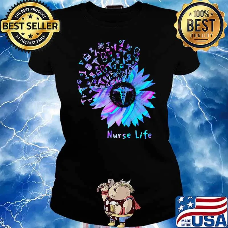 Nurse life logo flower hologram Ladies tee