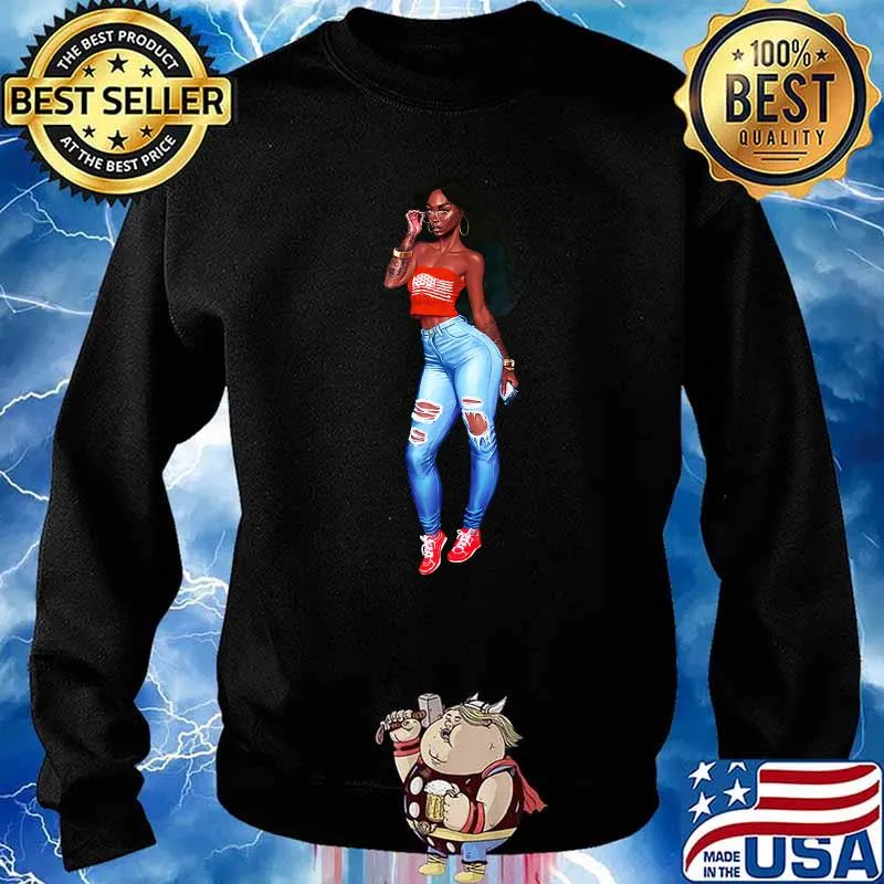 Patriotic Fly Girl American Flag Urban Wear T-Shirt Sweater