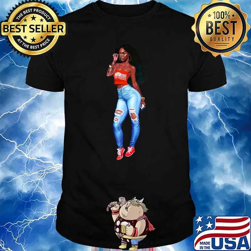 Patriotic Fly Girl American Flag Urban Wear T-Shirt