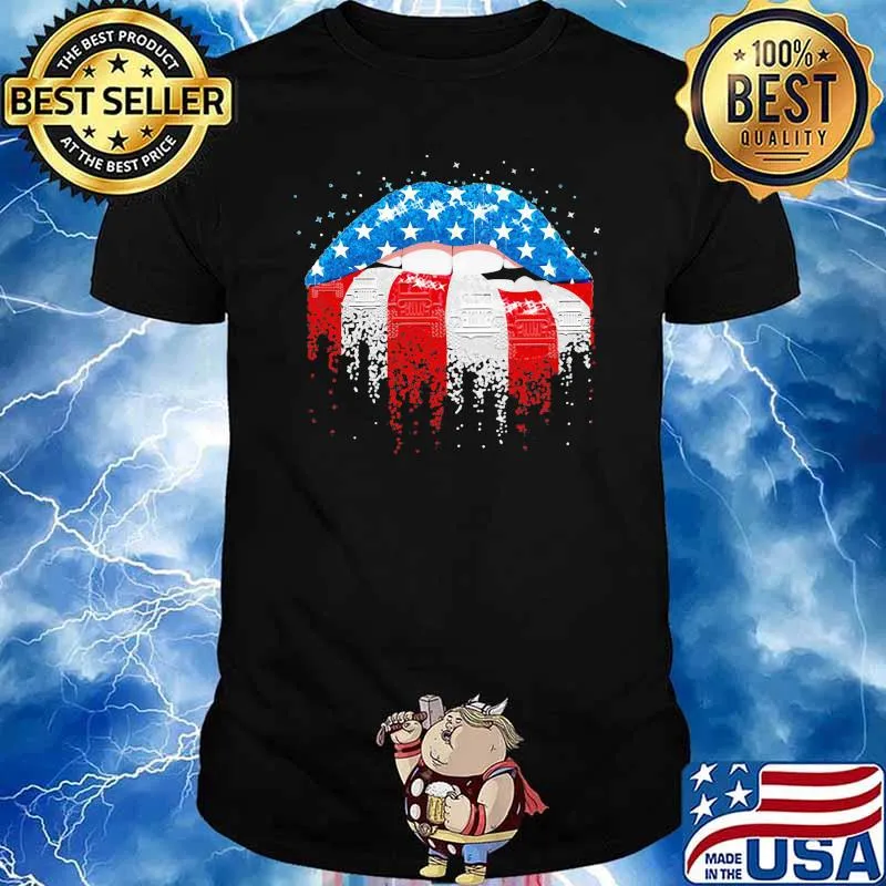 Patriotic Girl Mouth American Flag Shirt