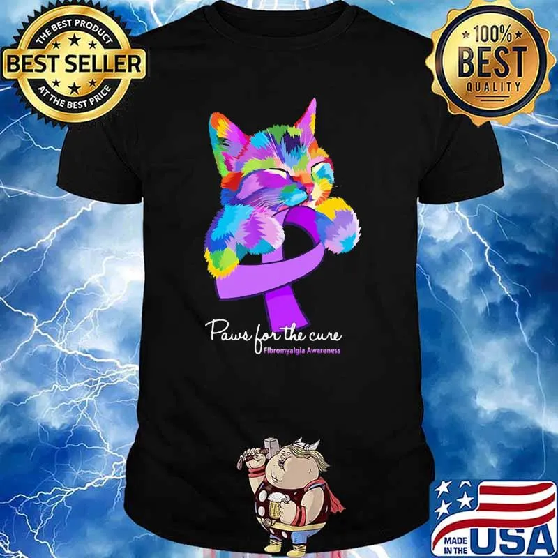 Paws For The Cure Fibromyalgia Awareness Cat Shirt