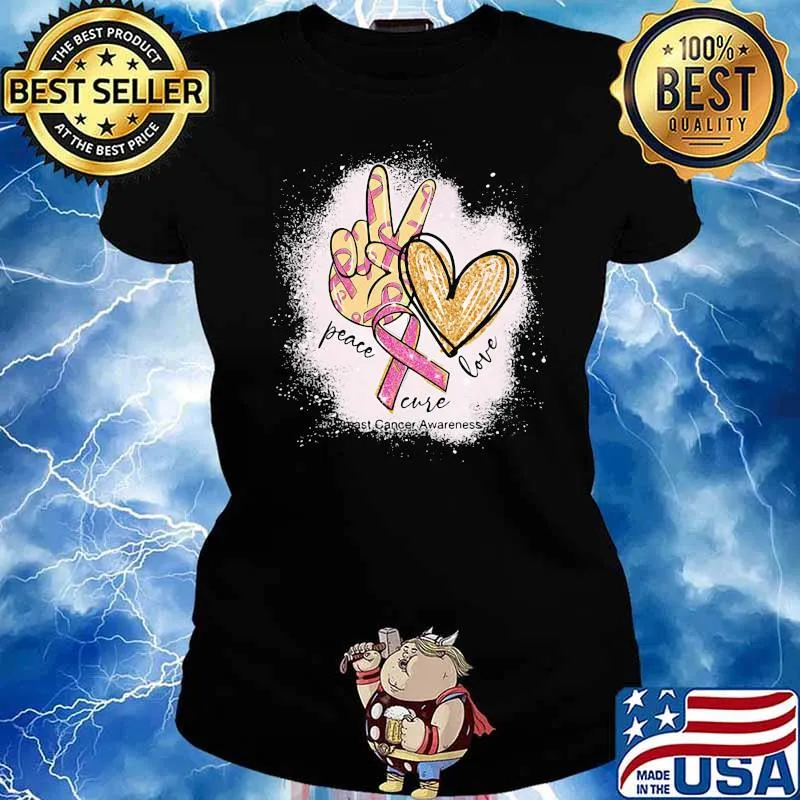 Peace Love Cure Breast Cancer Awareness Shirt Ladies tee