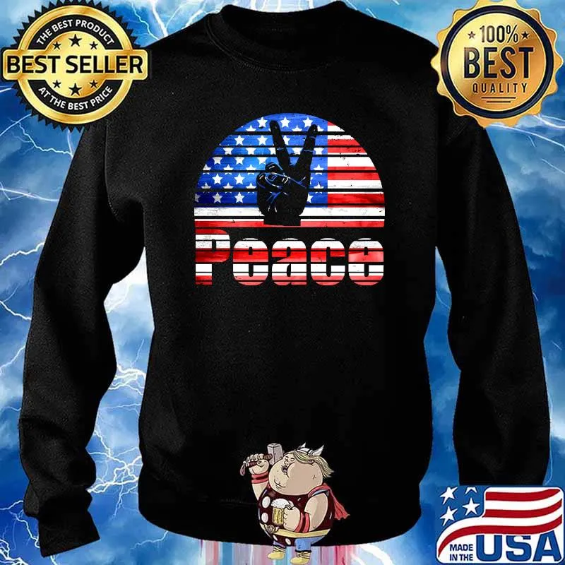 Peace USA American Flag 4th of July Shirt Sweater