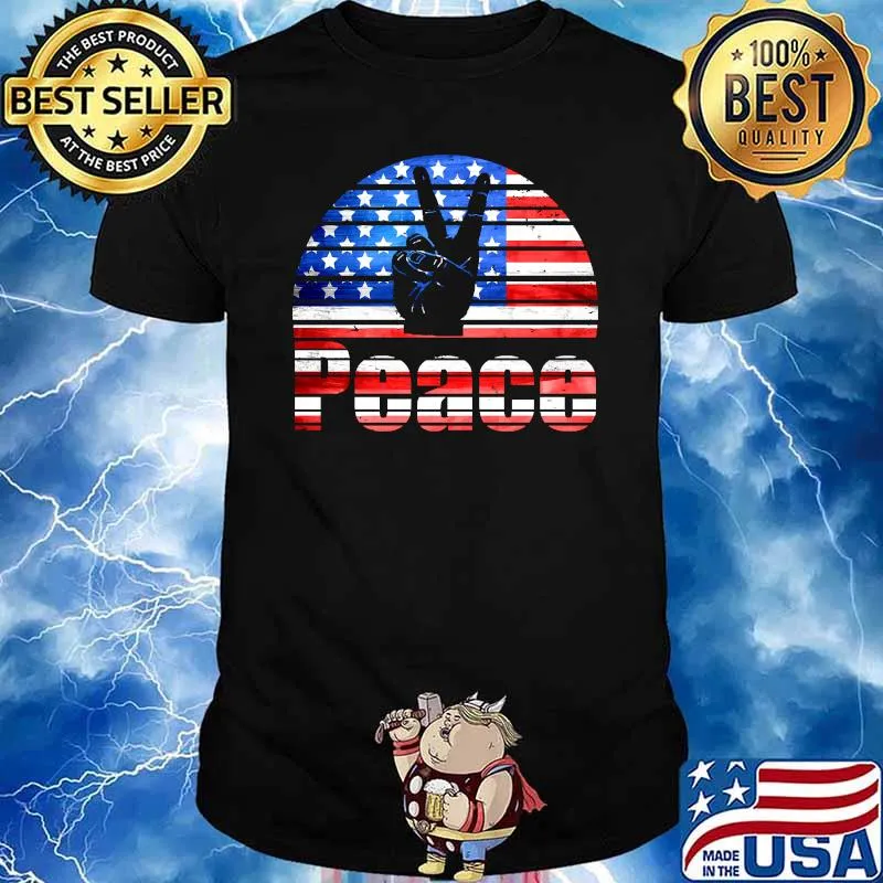 Peace USA American Flag 4th of July Shirt