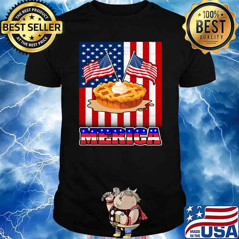 Pie Merica 4th of July Funny American Flag T-Shirt