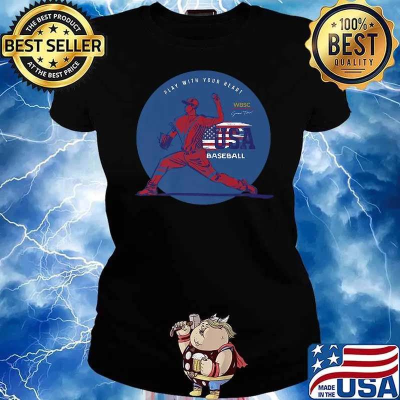 Play With Your Heart Usa baseball American Flag Shirt Ladies tee
