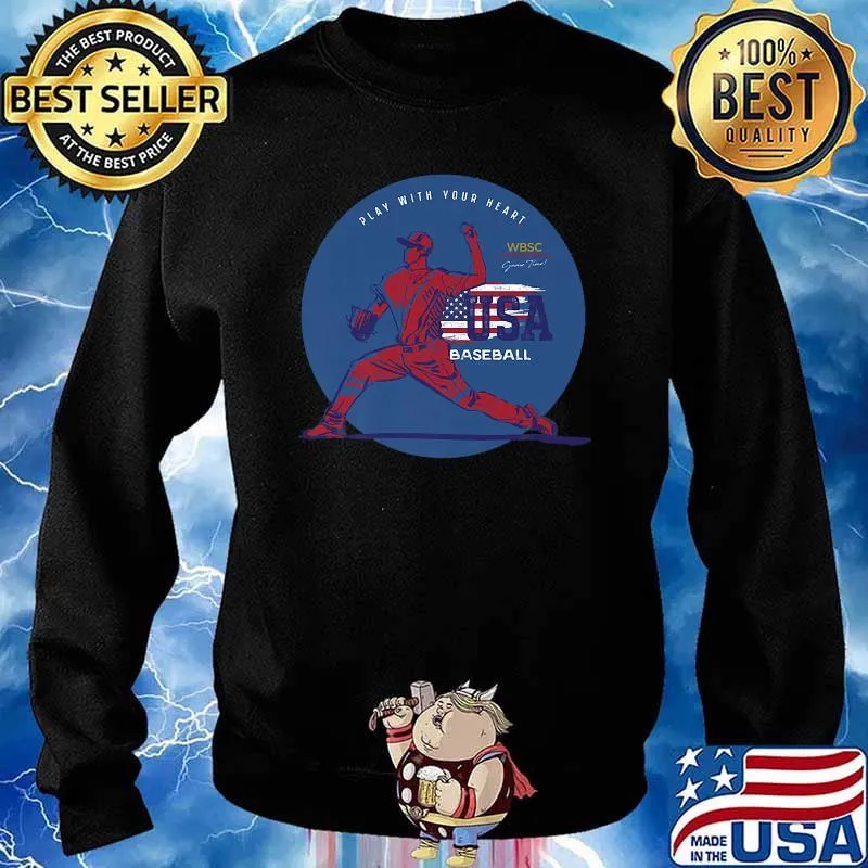 Play With Your Heart Usa baseball American Flag Shirt Sweater