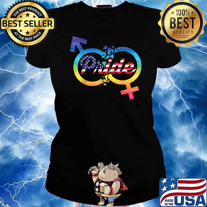 Pride Lgbt Rainbow American Flag Awareness Empowerment Equality T-Shirt Ladies tee