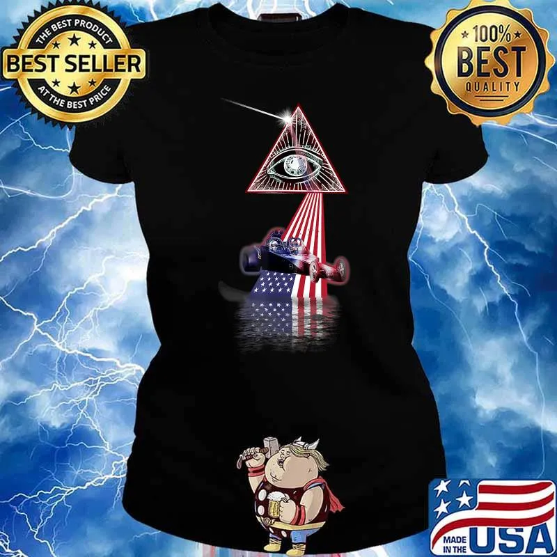 Prism US Flag Drag Racing T-Shirt Ladies tee