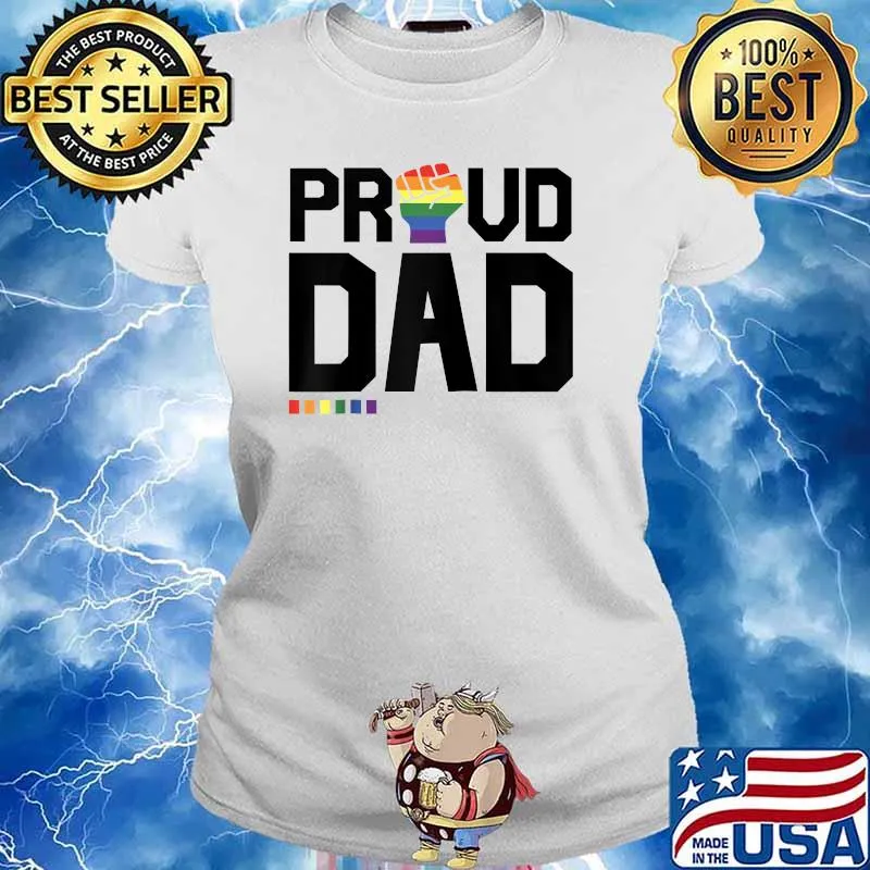 Proud Dad Lesbian Gay LGBT Ally Rainbow Pride Dad Shirt Ladies tee