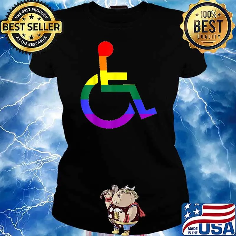 Rainbow wheelchair symbol T-Shirt Ladies tee