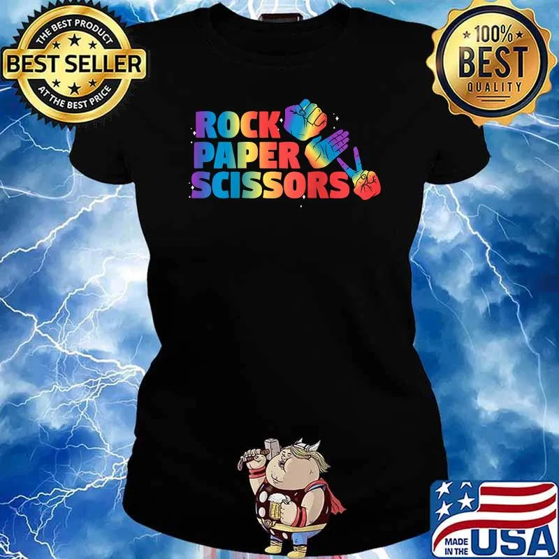 Rock Paper Scissors Lesbian Pride Rainbow LGBT Shirt Ladies tee
