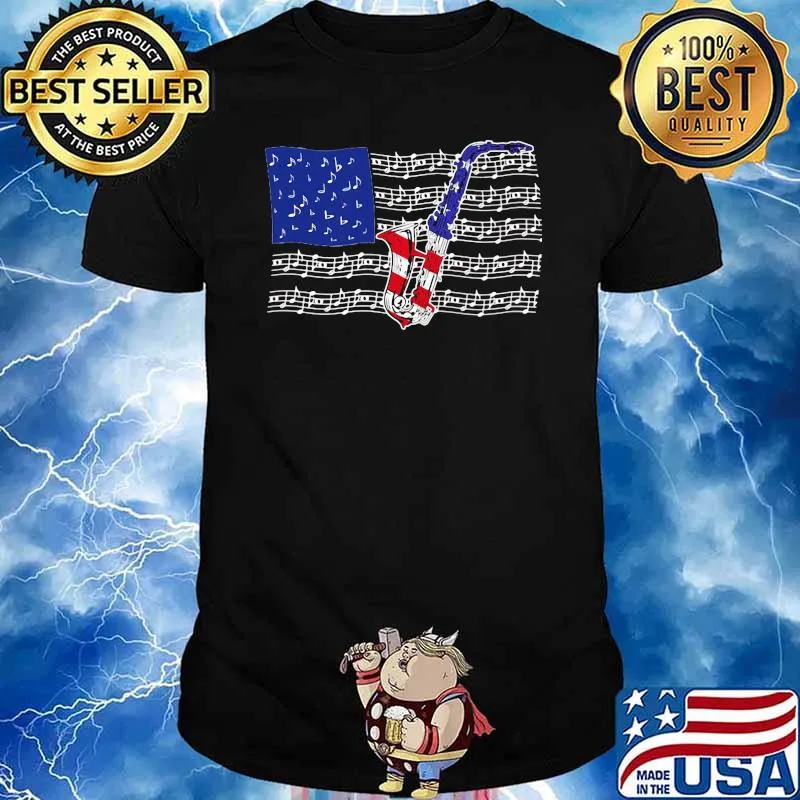 Saxophone 4th July American Flag Shirt
