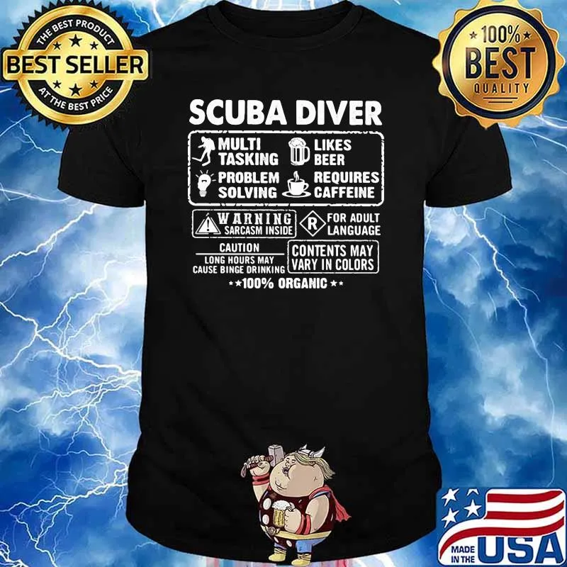 Scuba Diving Multi Tasking Likes Beer Problem Solving Requires Caffeine Shirt