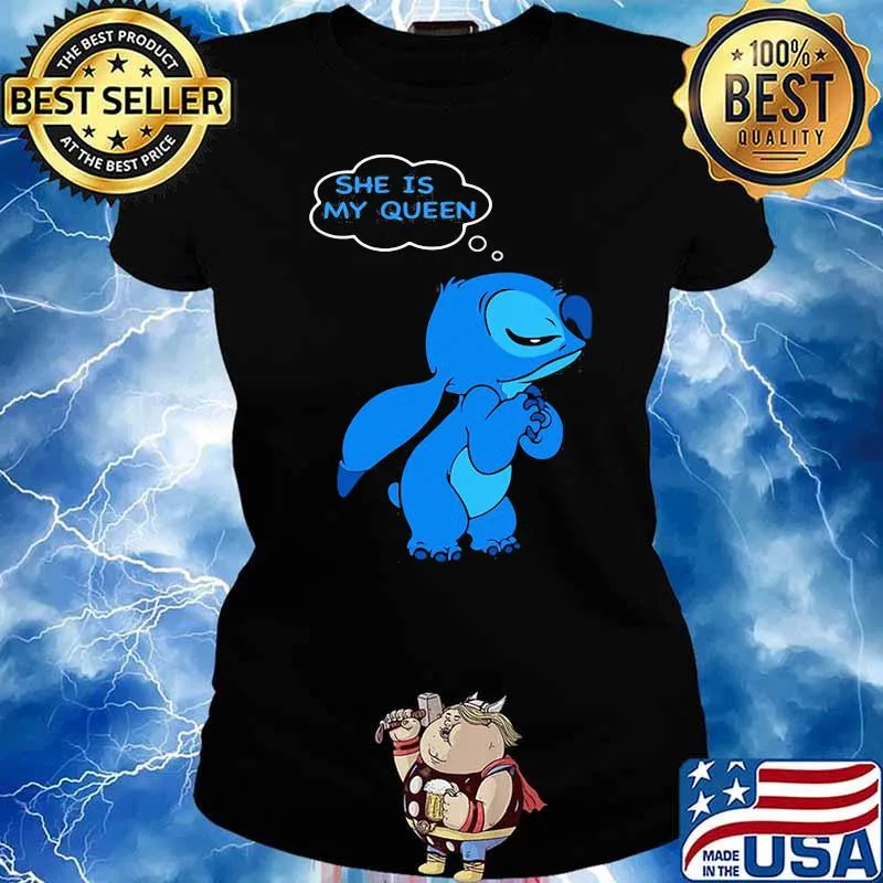 She is my queen stitch saying s Ladies tee