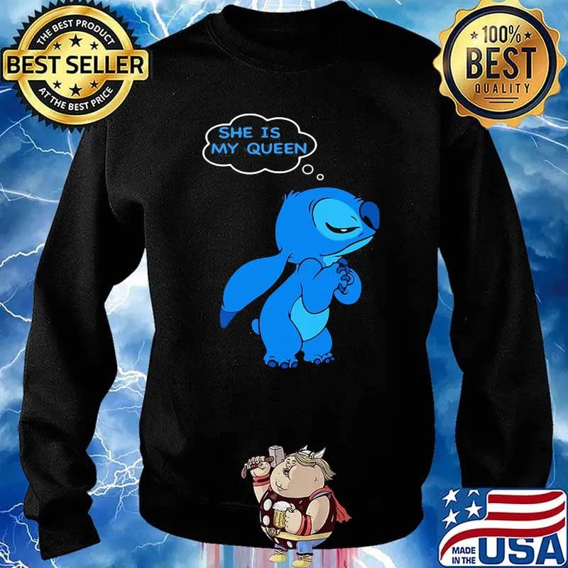 She is my queen stitch saying s Sweater