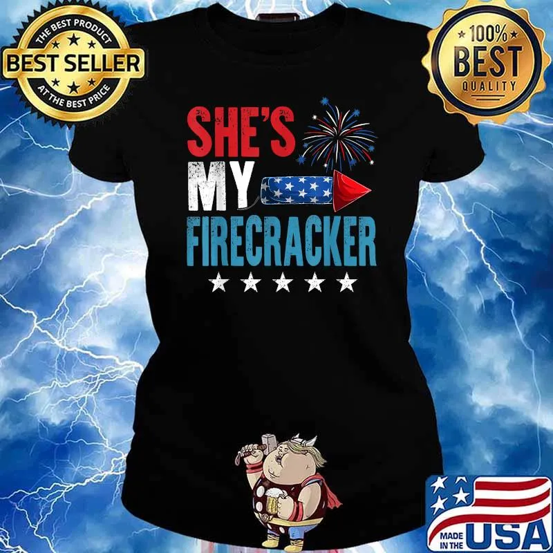 She's My Firecracker 4th July Firework Shirt Ladies tee