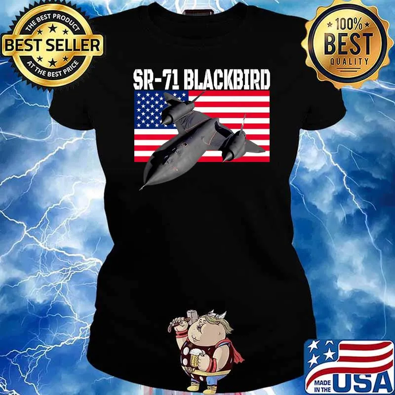 Sr 71 Blackbird Fun pilot and aircraft airplanes american Flag T-Shirt Ladies tee
