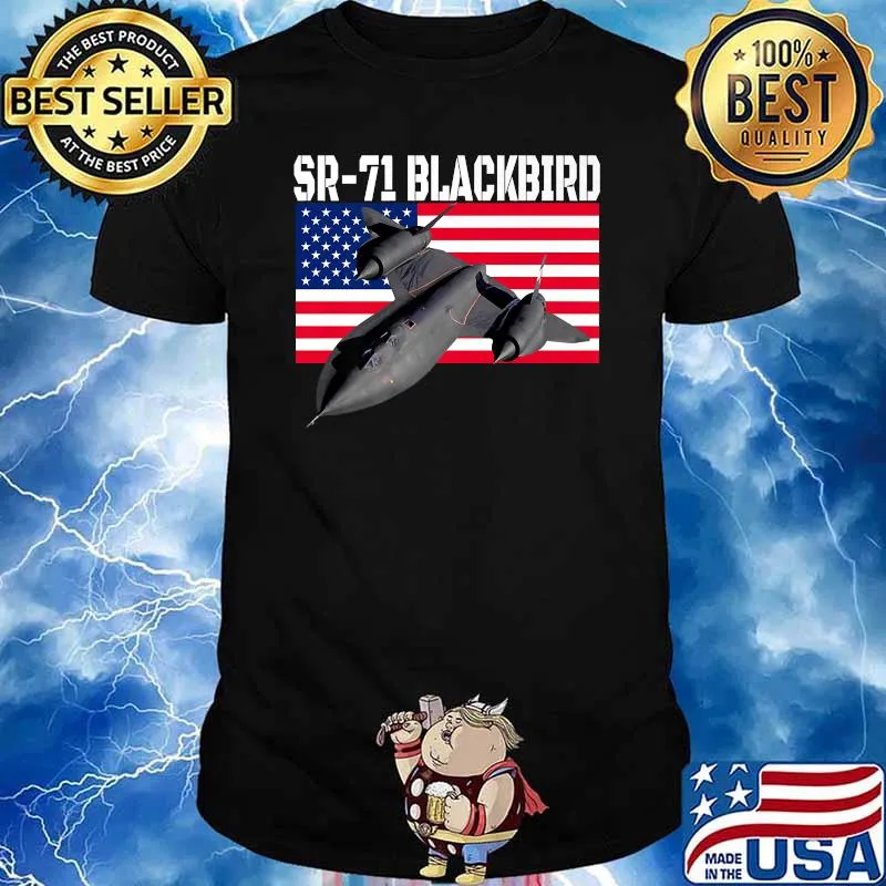 Sr 71 Blackbird Fun pilot and aircraft airplanes american Flag T-Shirt