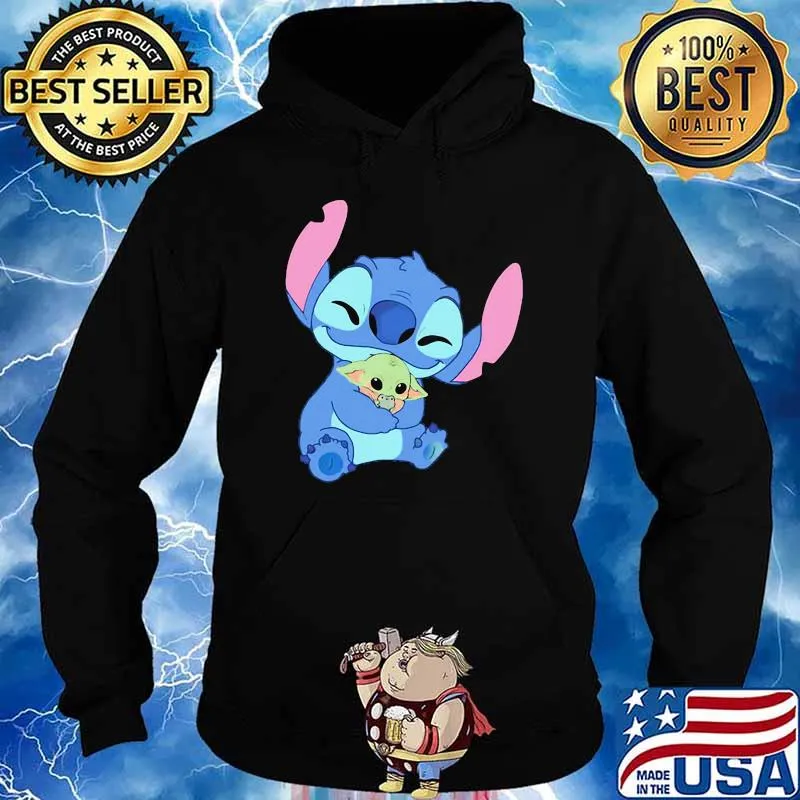 Stitch hug baby yoda s Hoodie