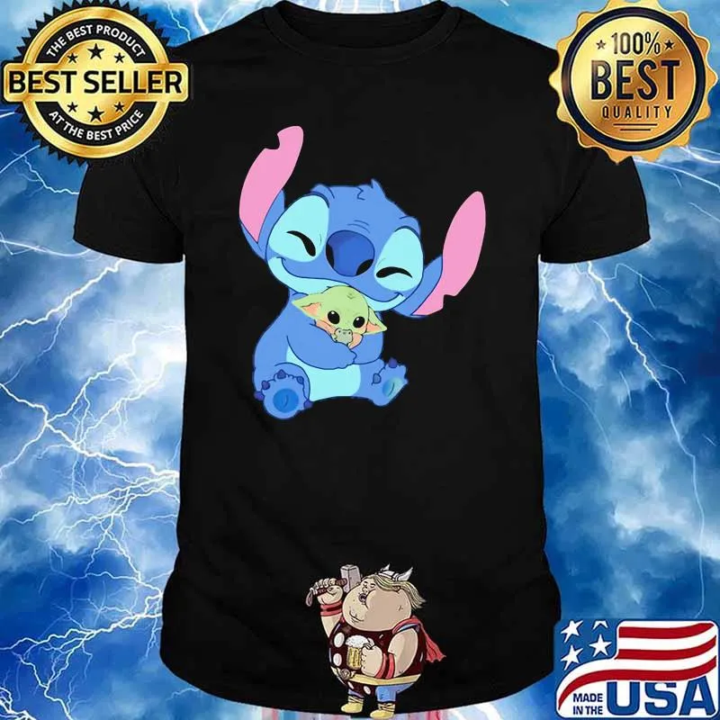 Stitch hug baby yoda shirt