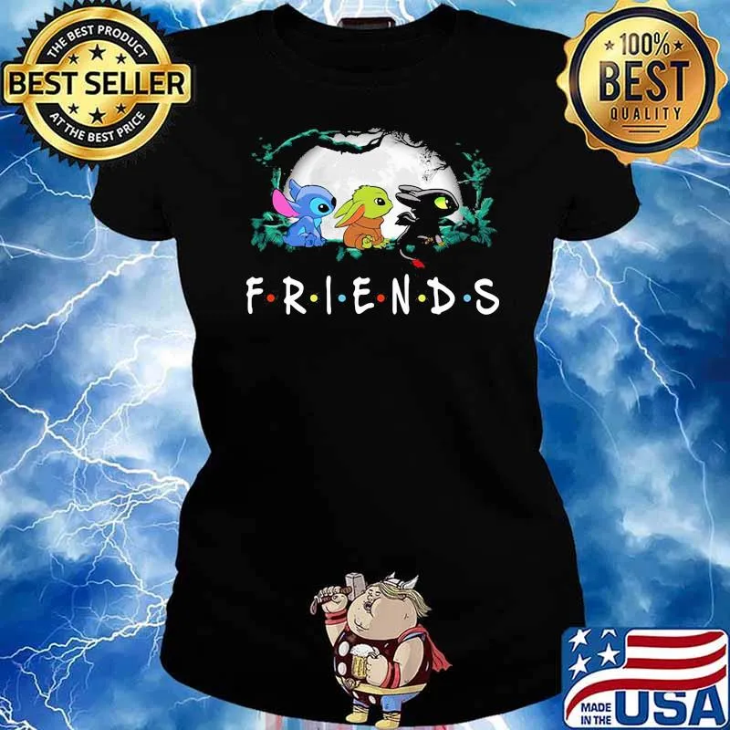 Stitch yoda toothless friends s Ladies tee