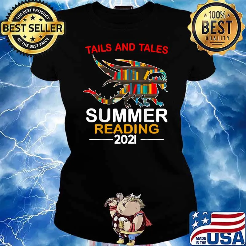 Tails and Tales Summer Reading 2021 Book Reading Teen Dragon T-Shirt Ladies tee