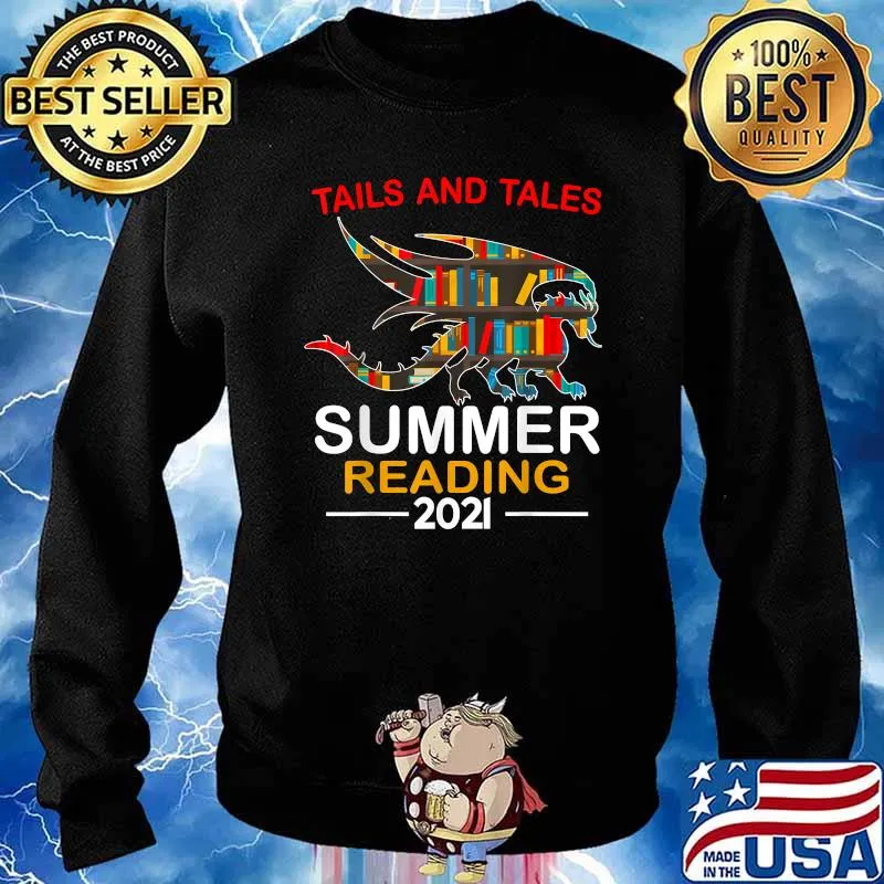 Tails and Tales Summer Reading 2021 Book Reading Teen Dragon T-Shirt Sweater