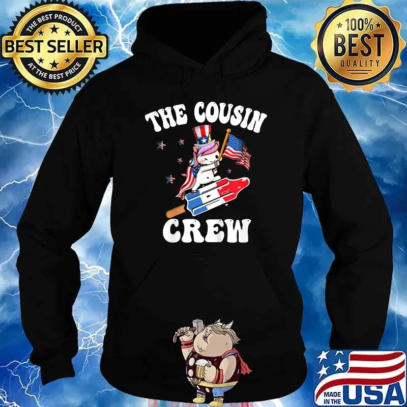 The cousin crew Unicorn 4th Of July American T-Shirt Hoodie