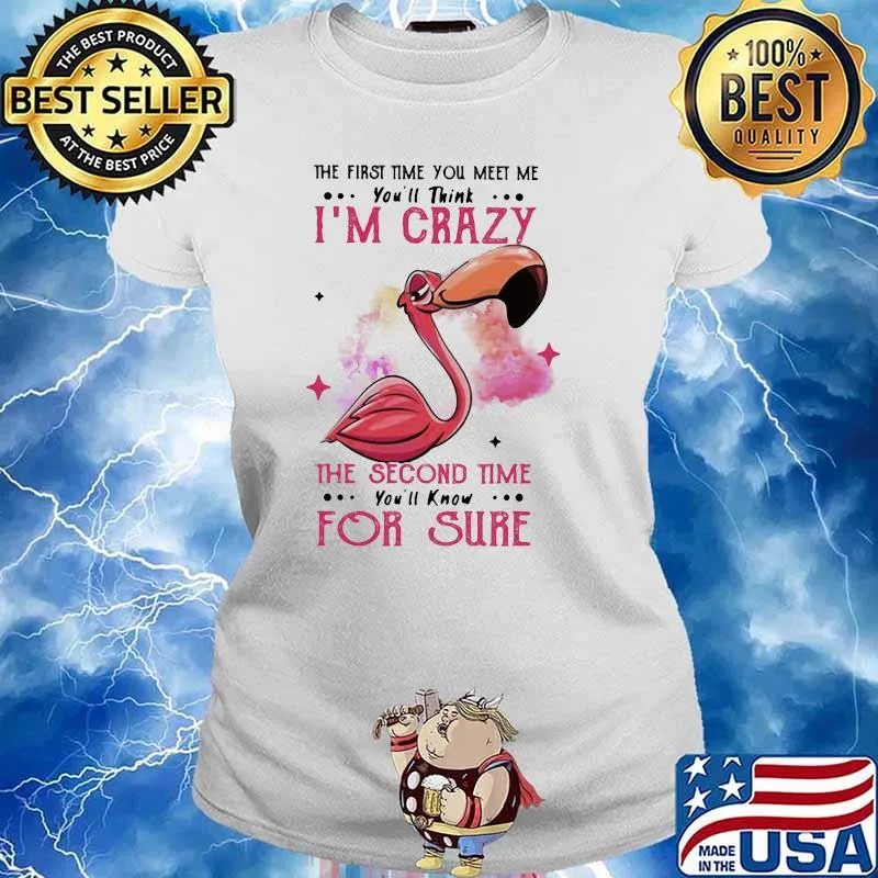 The First Time You Meet Me You'll Think I'm Crazy The Second Time You'll Know For Sure Flamingo Shirt Ladies tee