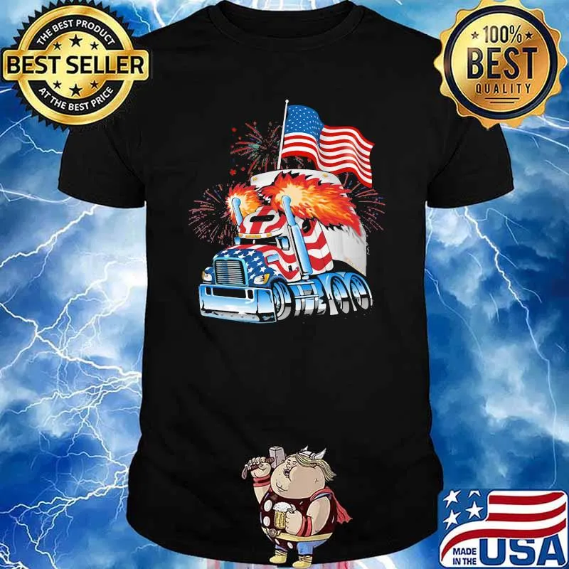 Trucker Firework American Flag Shirt