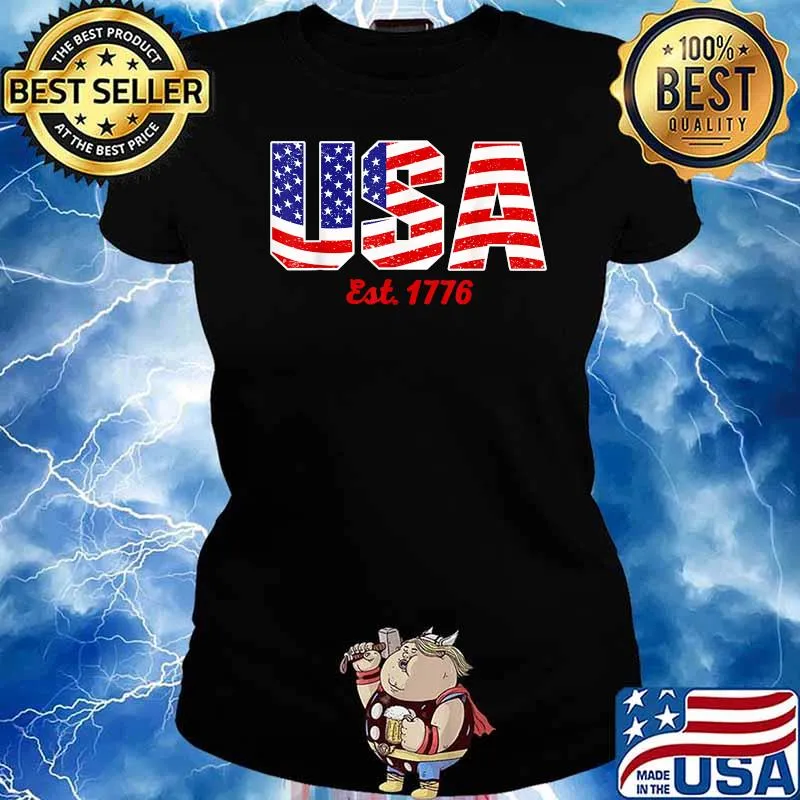 USA Est. 1776 American 4th of July Patriot T-Shirt Ladies tee