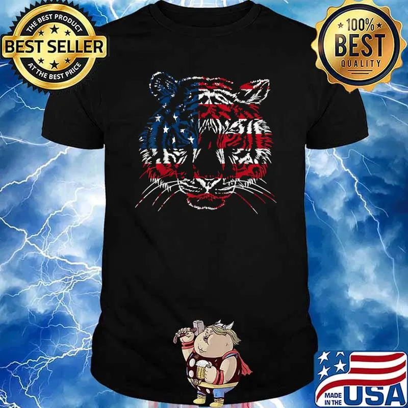 USA Flag Tiger Patriotic tee Independence Day 4th of July T-Shirt