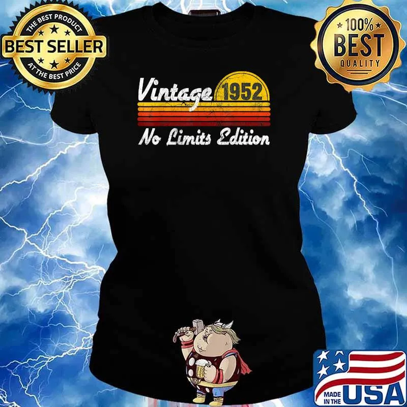 Vintage 1952 No Limits Edition Year Born Birthday Party T-Shirt Ladies tee