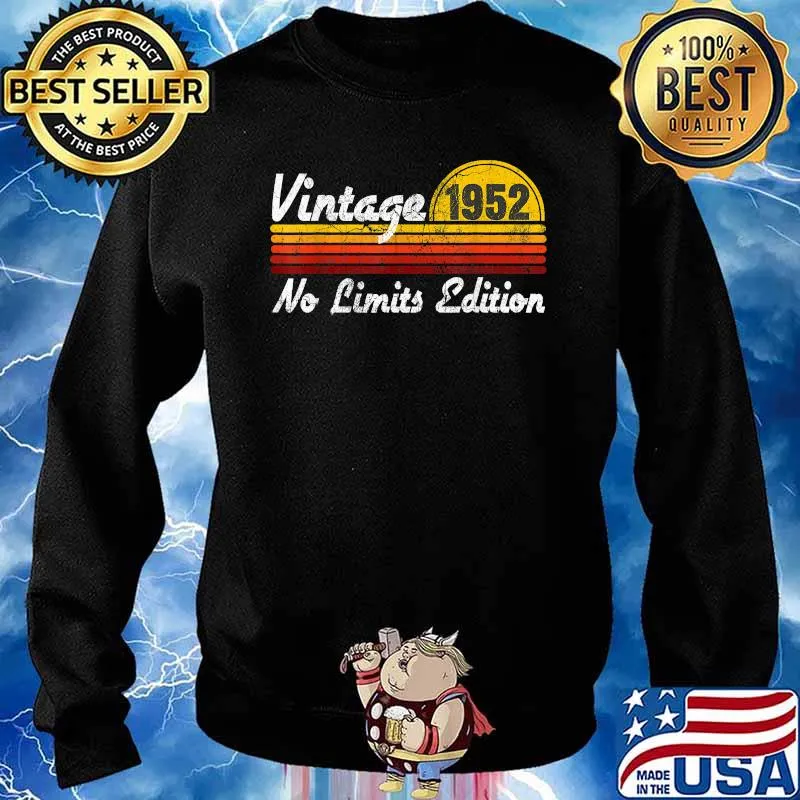 Vintage 1952 No Limits Edition Year Born Birthday Party T-Shirt Sweater