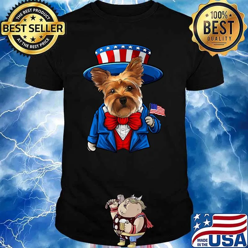 Yorkie Dog 4th of July American Dog T-Shirt