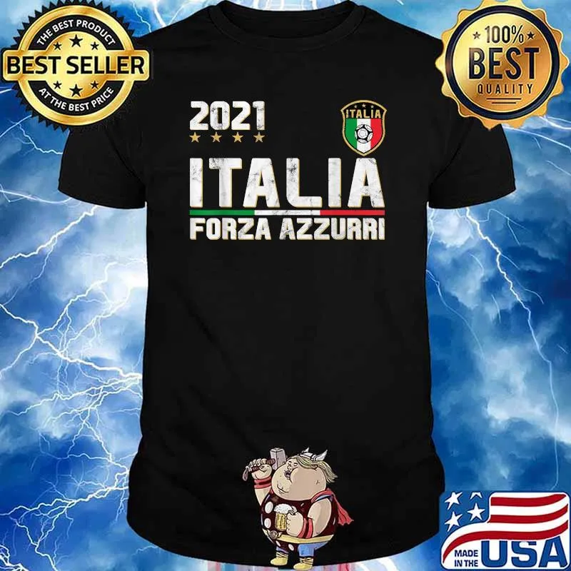 2021 Italy Forza Azzurri Soccer Jersey Italia Flag Football T-Shirt